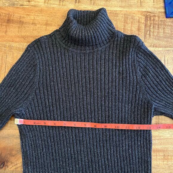 Chicos Metallic Sparkle Turtleneck Sweater Sz 0 Small Gray Silver - Picture 7 of 9